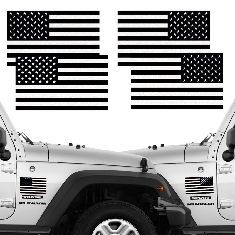 Creatrill Reflective Subdued American Flag Stickers 2 Pairs Bundle 3" X 5" Tactical Military Flag Reverse USA Decal for SUV, Hard Hat, Car Vinyl Window Bumper Decal Sticker - Image 1